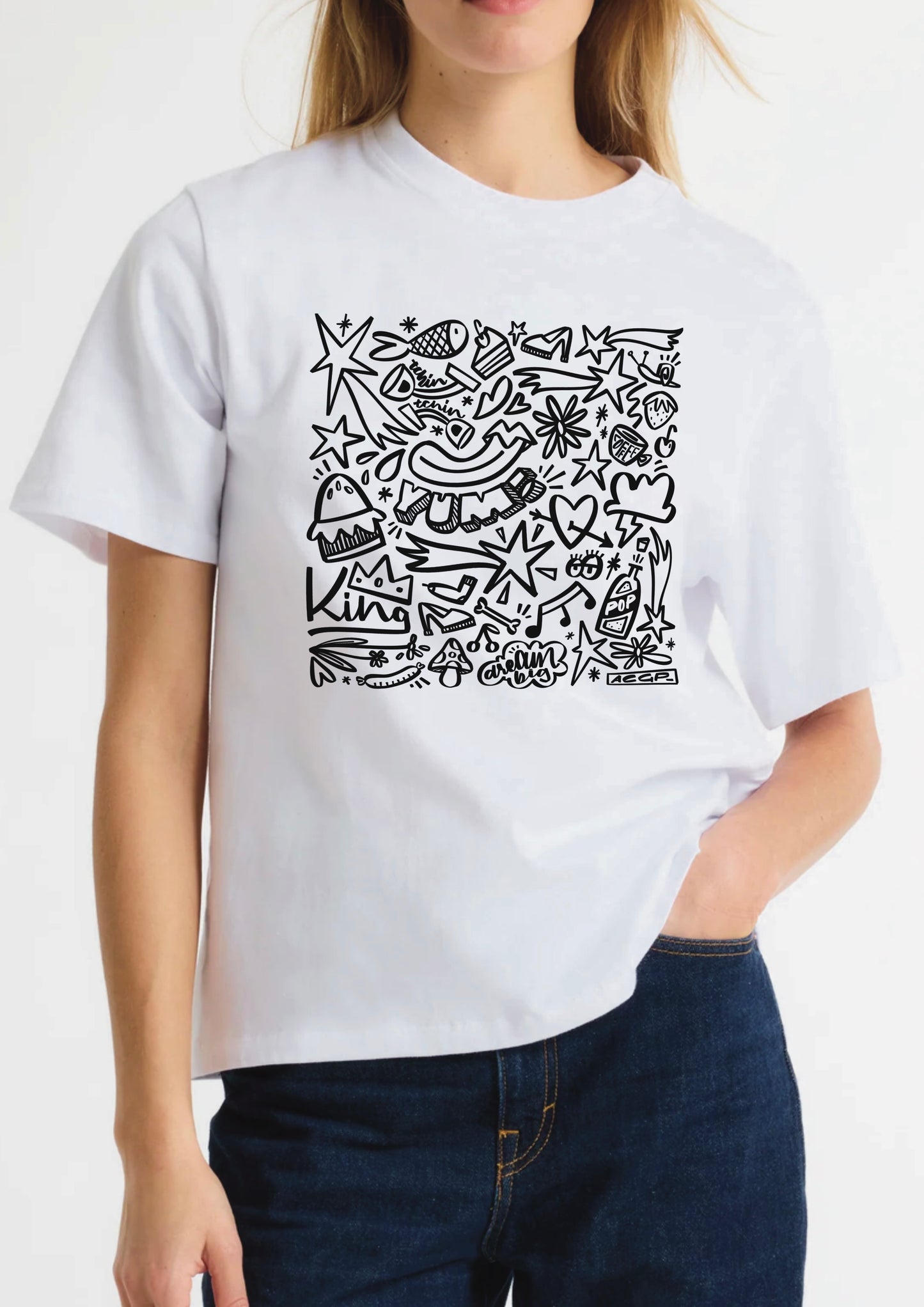 021-02 TSHIRT DOODLE BLACK